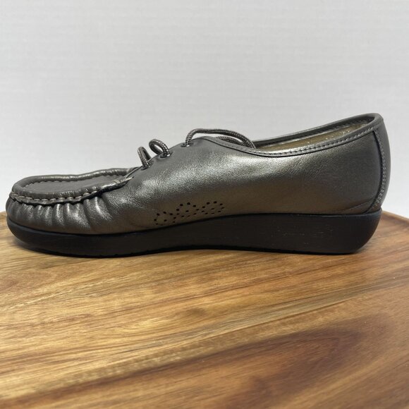 SAS Womens Soft Step Heel Leather Moccasins Size 7M Pewter‎ Gray - Picture 13 of 16